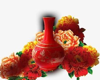 红色花瓶插牡丹花代表什么？